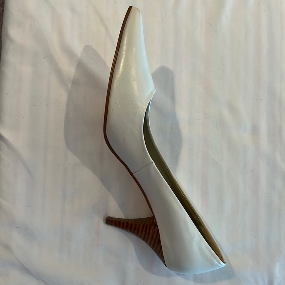 COPY - Bone coloured pumps with stacked heel